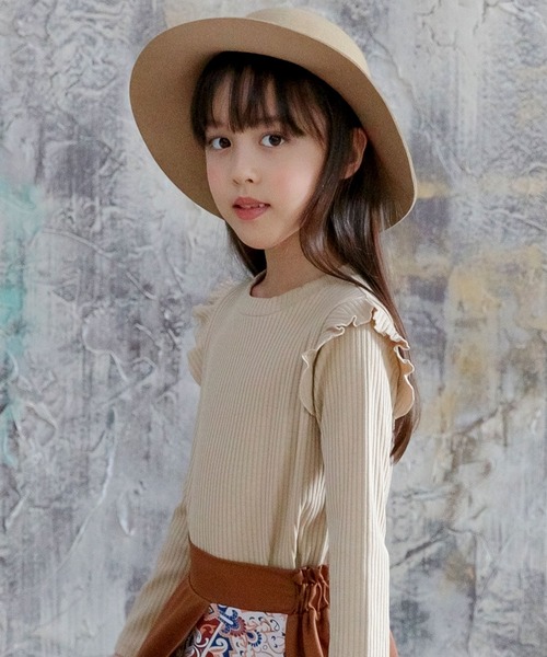 Bee des Bee（ビーデスビー）の「長袖リブトップス（ニット/セーター・キッズ・ライトブルー/ブラック/ベージュ/ピンク/マスタード/ダークベージュ/グレー/ネイビー/ホワイト/モスグリーン/ラベンダー/ダークブラウン・110cm/100cm/120cm/130cm/140cm/150cm）」の6枚目の写真