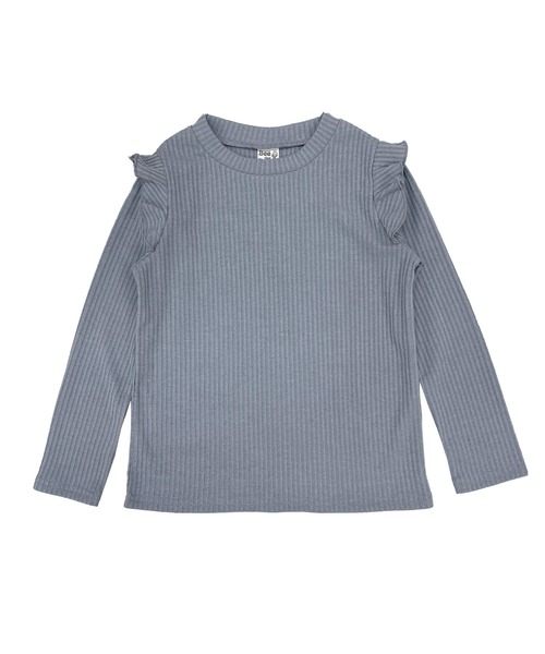 Bee des Bee（ビーデスビー）の「長袖リブトップス（ニット/セーター・キッズ・ライトブルー/ブラック/ベージュ/ピンク/マスタード/ダークベージュ/グレー/ネイビー/ホワイト/モスグリーン/ラベンダー/ダークブラウン・110cm/100cm/120cm/130cm/140cm/150cm）」の4枚目の写真