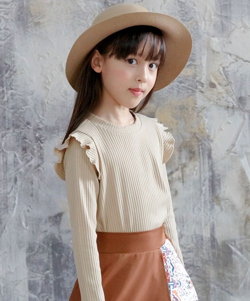 Bee des Bee（ビーデスビー）の「長袖リブトップス（ニット/セーター・キッズ・ライトブルー/ブラック/ベージュ/ピンク/マスタード/ダークベージュ/グレー/ネイビー/ホワイト/モスグリーン/ラベンダー/ダークブラウン・110cm/100cm/120cm/130cm/140cm/150cm）」の15枚目の写真