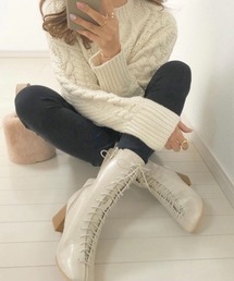 VIVIAN | スクエアトゥレースアップミドルブーツ(ブーツ)