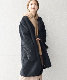 【WEB限定/SHIPS別注】RUSSELL ATHLETIC: ビッグシルエット ボアフリース ノーカラー ロング コーディガン
