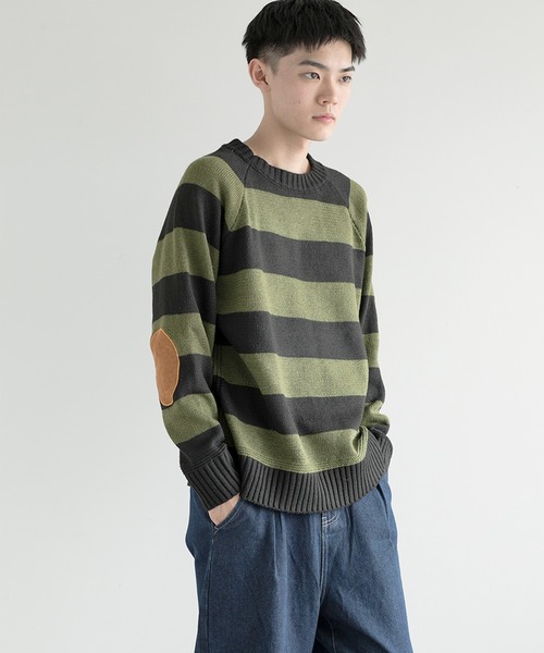 モックネックエルボーパッチ ニットセーター（ニット/セーター