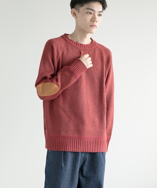 セール】モックネックエルボーパッチ ニットセーター（ニット/セーター