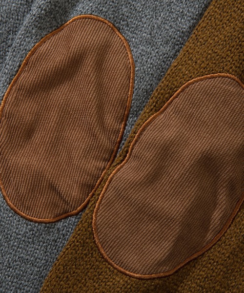 aimoha（アイモハ）の「モックネックエルボーパッチ ニットセーター (AW)（ニット/セーター・メンズ・グレー/レッド/ブルー/キャメル/オフホワイト/スミクロ/ブラック×グリーン・MEDIUM/LARGE/X-LARGE/XX-LARGE/XXXX-LARGE/XXXXX-LARGE/XXX-LARGE）」の9枚目の写真