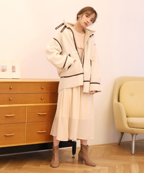 one after another NICE CLAUP(ワンアフターアナザーナイスクラップ)の「リブニットドッキングワンピース(ワンピース・レディース・ブラック/アイボリー/ベージュ・FREE)」の17枚目の写真