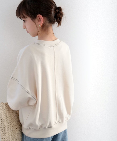 classicalelf(クラシカルエルフ)の「キッズ ステッチで1+。ゆったり5分袖スウェット(Tシャツ/カットソー・キッズ・ブラック/ブルー/アイボリー/モカ・130/140/150/160)」の11枚目の写真