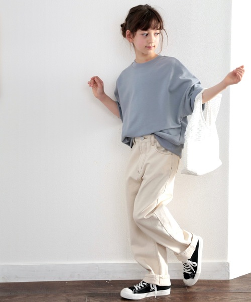 classicalelf(クラシカルエルフ)の「キッズ ステッチで1+。ゆったり5分袖スウェット(Tシャツ/カットソー・キッズ・ブラック/ブルー/アイボリー/モカ・130/140/150/160)」の18枚目の写真