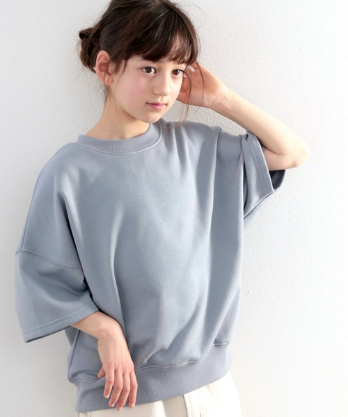 classicalelf(クラシカルエルフ)の「キッズ ステッチで1+。ゆったり5分袖スウェット(Tシャツ/カットソー・キッズ・ブラック/ブルー/アイボリー/モカ・130/140/150/160)」の17枚目の写真