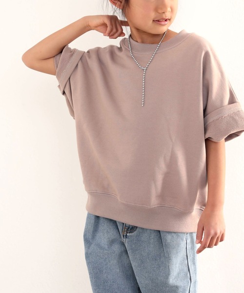 classicalelf(クラシカルエルフ)の「キッズ ステッチで1+。ゆったり5分袖スウェット(Tシャツ/カットソー・キッズ・ブラック/ブルー/アイボリー/モカ・130/140/150/160)」の13枚目の写真