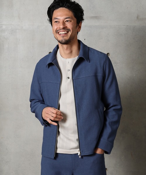 MEN'S BIGI（メンズビギ）の「【RIRANCHA】吸水速乾ストレッチブッチャーブルゾン（ブルゾン・メンズ・ブラウン/ブルー/キナリ・03/01/02）」の9枚目の写真