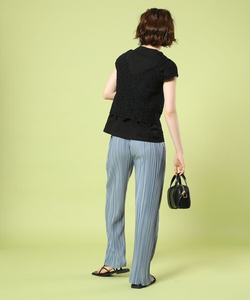 FREAK'S STORE（フリークスストア）の「ノースリーブインナー付きキャミソール（Tシャツ/カットソー・レディース・ブラック/オフホワイト・ﾌﾘ-）」の12枚目の写真