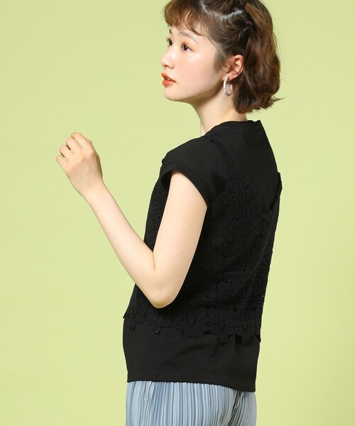 FREAK'S STORE（フリークスストア）の「ノースリーブインナー付きキャミソール（Tシャツ/カットソー・レディース・ブラック/オフホワイト・ﾌﾘ-）」の18枚目の写真