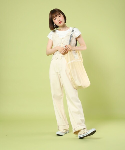 FREAK'S STORE（フリークスストア）の「ノースリーブインナー付きキャミソール（Tシャツ/カットソー・レディース・ブラック/オフホワイト・ﾌﾘ-）」の14枚目の写真