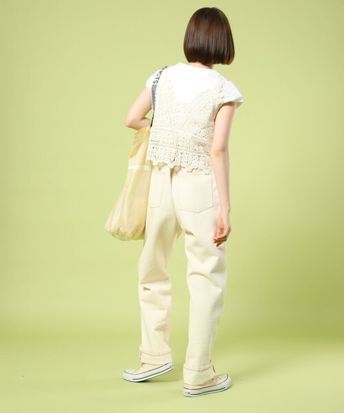 FREAK'S STORE（フリークスストア）の「ノースリーブインナー付きキャミソール（Tシャツ/カットソー・レディース・ブラック/オフホワイト・ﾌﾘ-）」の6枚目の写真