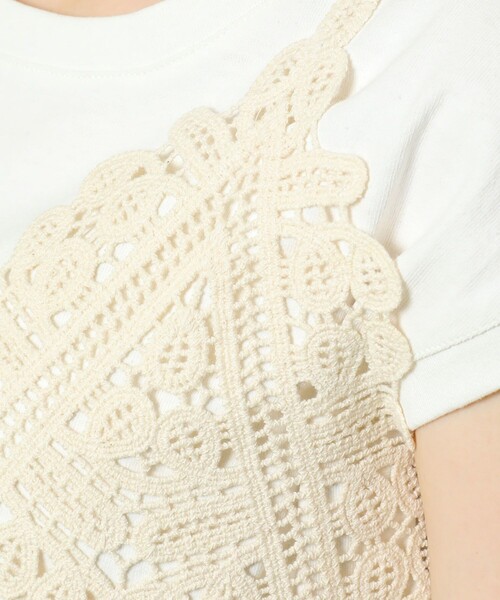 FREAK'S STORE（フリークスストア）の「ノースリーブインナー付きキャミソール（Tシャツ/カットソー・レディース・ブラック/オフホワイト・ﾌﾘ-）」の15枚目の写真