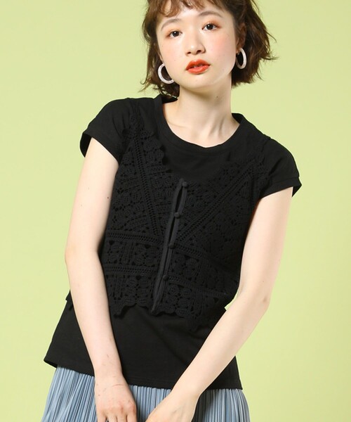 FREAK'S STORE（フリークスストア）の「ノースリーブインナー付きキャミソール（Tシャツ/カットソー・レディース・ブラック/オフホワイト・ﾌﾘ-）」の21枚目の写真