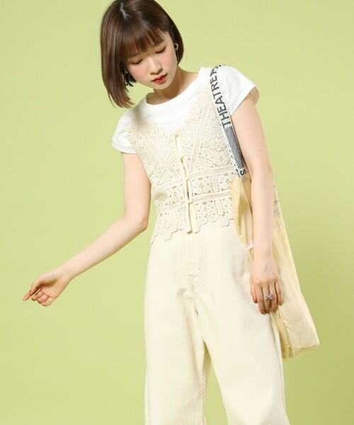 FREAK'S STORE（フリークスストア）の「ノースリーブインナー付きキャミソール（Tシャツ/カットソー・レディース・ブラック/オフホワイト・ﾌﾘ-）」の20枚目の写真