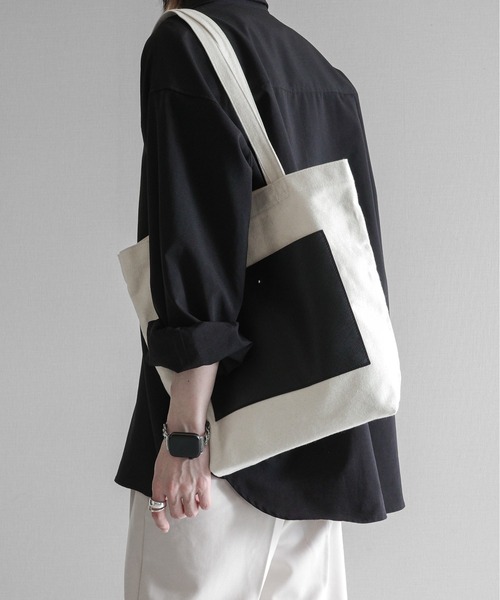 KUUUPY(クーピー)の「Canvas Tote Bag - キャンバストートバッグ(トートバッグ・メンズ・ブラック/グレー/アイボリー/カーキ/ライトブルー/ホワイト×ブラック/ブラック×ホワイト・FREE)」の9枚目の写真