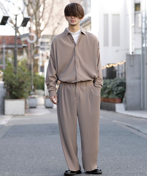 ADMIX/ATELIER SAB MEN（アドミックスアトリエサブメン）の「クレープ タック プリーツ ワイド バギー イージー パンツ セットアップ対応可（スラックス・メンズ・グレイッシュベージュ/グレー/グレイッシュブルー/ブラック・48/50）」の18枚目の写真