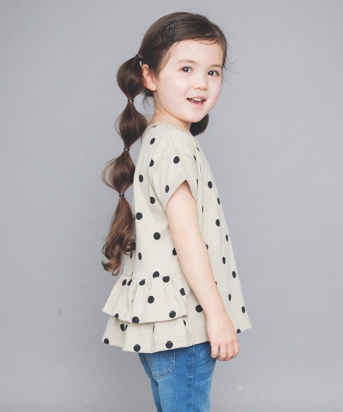 BRANSHES（ブランシェス）の「【WEB限定】後ろ2段フリル半袖Tシャツ（Tシャツ/カットソー・キッズ・ベージュ/カーキ/ピンクベージュ/オフホワイト/ライトグリーン・110cm/100cm/120cm/150cm/130cm/140cm）」の3枚目の写真