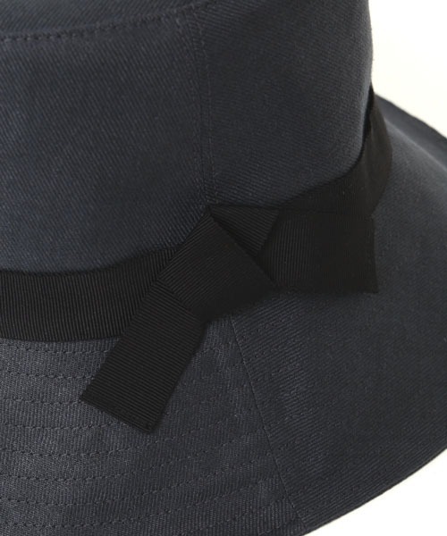 新品　マーガレットハウエル　リネン風ハット 黒リボン付き 新品 マーガレットハウエル リネン風ハット 黒リボン付き