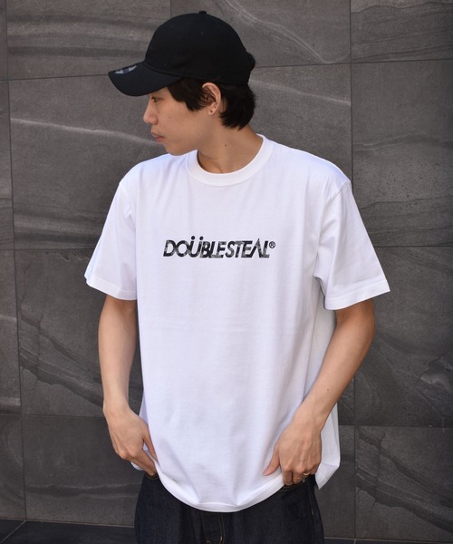 DOUBLE STEAL（ダブルスティール）の「Flower LOGO ヘビーウェイトTシャツ（Tシャツ/カットソー・メンズ・ブラック×ピンク/ブラック×グレー/ホワイト×グレー/ホワイト×ピンク・MEDIUM/X-LARGE/XX-LARGE/LARGE）」の3枚目の写真