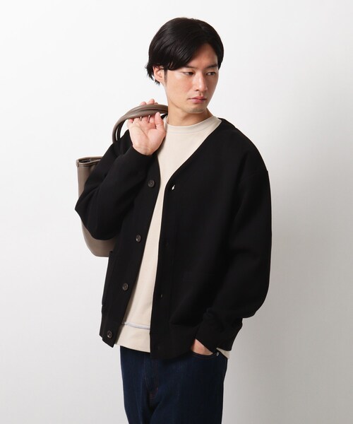 THE SHOP TK （ザ ショップ ティーケー ）の「◆鹿の子ダンボールカーディガン（カーディガン/ボレロ・メンズ・ブラック/オリーブ/ベージュ・02/03/04）」の2枚目の写真