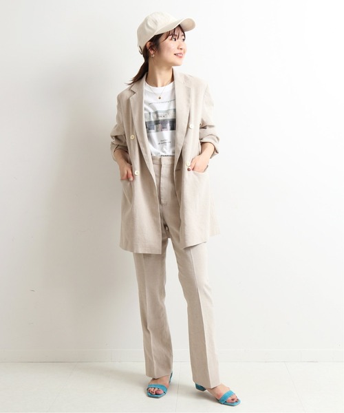 SLOBE IENA(スローブイエナ)の「麻/ポリ ストレートパンツ【手洗い可能】◆(その他パンツ・レディース・ネイビー/アイボリー・38/36)」の19枚目の写真