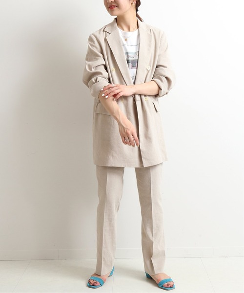 SLOBE IENA(スローブイエナ)の「麻/ポリ ストレートパンツ【手洗い可能】◆(その他パンツ・レディース・ネイビー/アイボリー・38/36)」の5枚目の写真