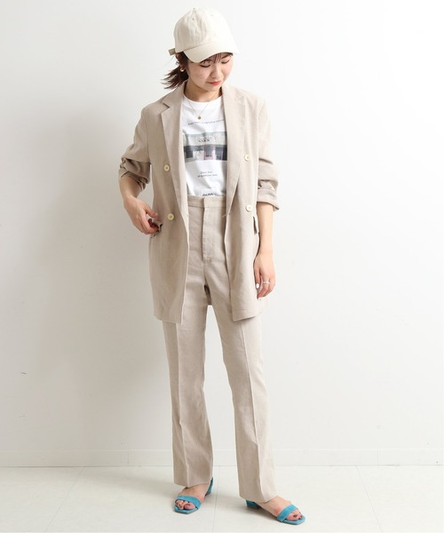 SLOBE IENA(スローブイエナ)の「麻/ポリ ストレートパンツ【手洗い可能】◆(その他パンツ・レディース・ネイビー/アイボリー・38/36)」の18枚目の写真