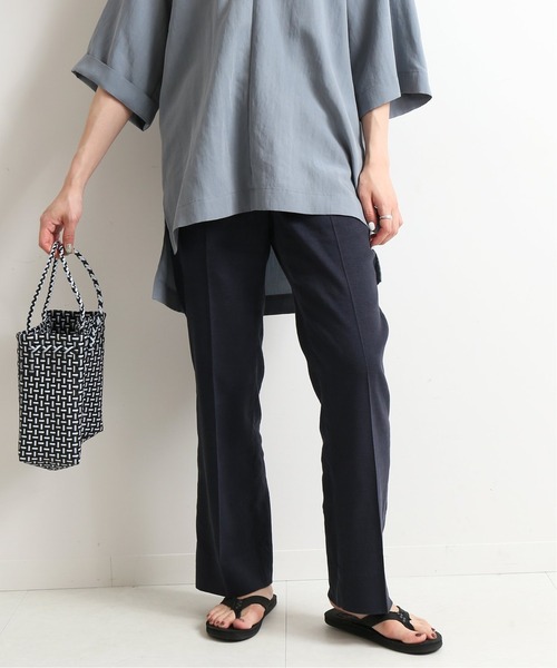 SLOBE IENA(スローブイエナ)の「麻/ポリ ストレートパンツ【手洗い可能】◆(その他パンツ・レディース・ネイビー/アイボリー・38/36)」の9枚目の写真