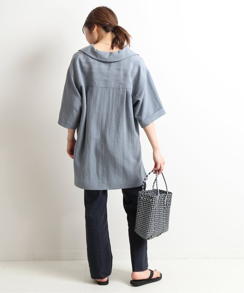 SLOBE IENA(スローブイエナ)の「麻/ポリ ストレートパンツ【手洗い可能】◆(その他パンツ・レディース・ネイビー/アイボリー・38/36)」の22枚目の写真