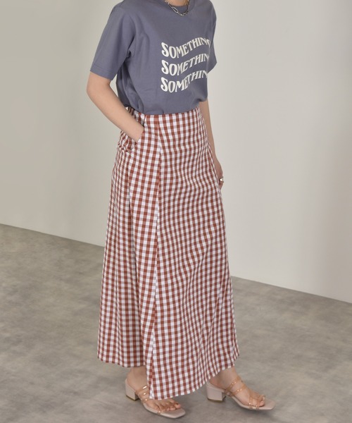 w closet（ダブルクローゼット）の「ギンガム後レースアップスカート（スカート・レディース・ブラック/レンガ・FREE）」の9枚目の写真