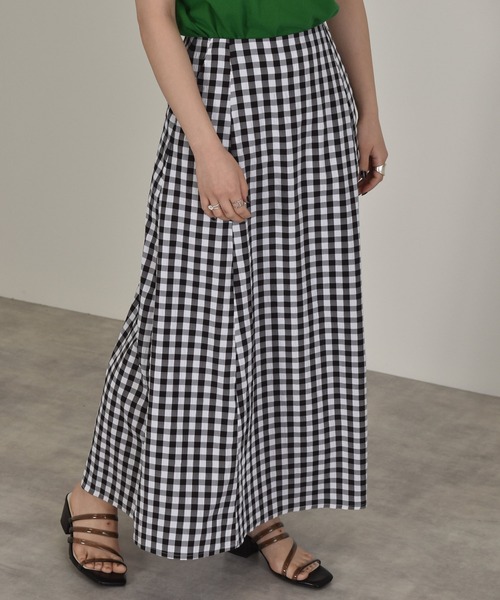 w closet（ダブルクローゼット）の「ギンガム後レースアップスカート（スカート・レディース・ブラック/レンガ・FREE）」の12枚目の写真