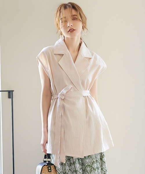 KOBE LETTUCE（コウベレタス）の「ボイルノースリロングジャケット（その他アウター・レディース・カーキ/ブラック/ベージュ/アイボリー・FREE）」の2枚目の写真