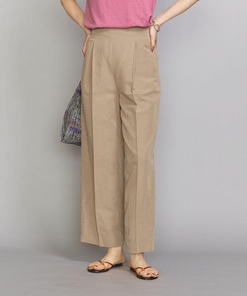 BEAUTY&YOUTH UNITED ARROWS（ビューティーアンドユースユナイテッドアローズ）の「BY 麻ブレンドハイウエストタックワイドパンツ（その他パンツ・レディース・ベージュ/ダークグレー・SMALL/MEDIUM）」の6枚目の写真