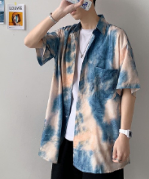 MGV（エムジーヴィー）の「タイダイプリントSSシャツ（シャツ/ブラウス・メンズ・レッド/ブルー・MEDIUM/LARGE/X-LARGE）」の7枚目の写真