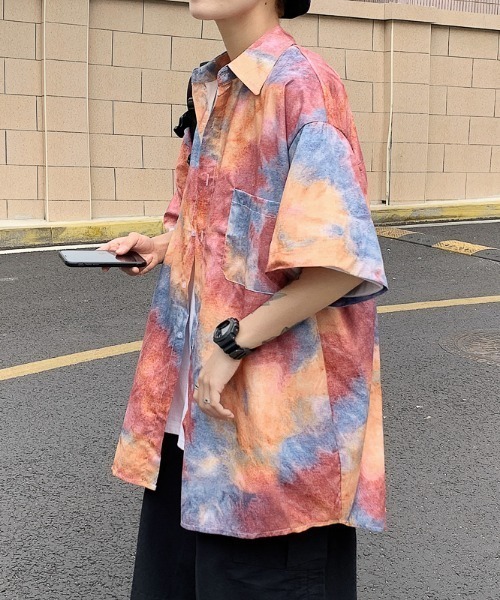 MGV（エムジーヴィー）の「タイダイプリントSSシャツ（シャツ/ブラウス・メンズ・レッド/ブルー・MEDIUM/LARGE/X-LARGE）」の15枚目の写真