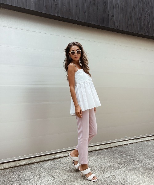 esutoreja（エストレジャ）の「ペプラムバックオープントップス（キャミソール・レディース・ホワイト/ブラック/オレンジ・FREE）」の4枚目の写真