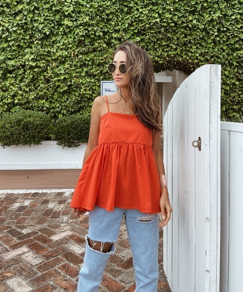 esutoreja（エストレジャ）の「ペプラムバックオープントップス（キャミソール・レディース・ホワイト/ブラック/オレンジ・FREE）」の18枚目の写真