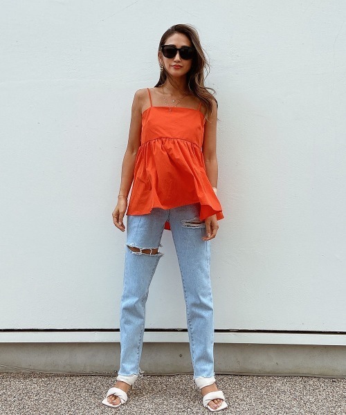 esutoreja（エストレジャ）の「ペプラムバックオープントップス（キャミソール・レディース・ホワイト/ブラック/オレンジ・FREE）」の22枚目の写真