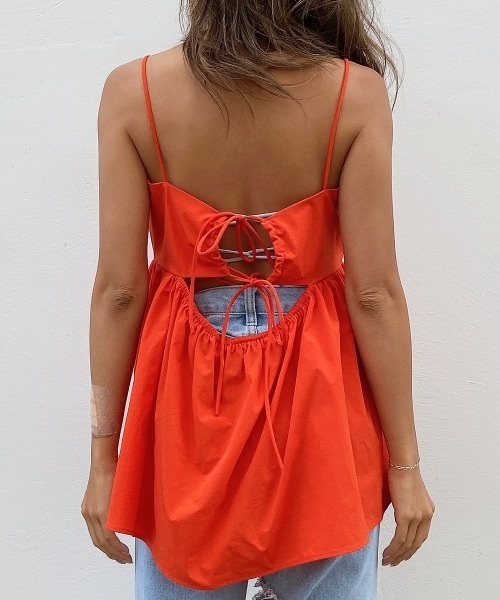 esutoreja（エストレジャ）の「ペプラムバックオープントップス（キャミソール・レディース・ホワイト/ブラック/オレンジ・FREE）」の10枚目の写真