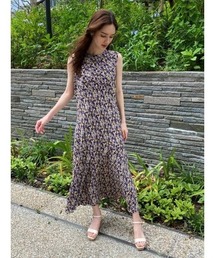 セール ブランド古着 Mila Owen ミラオーウェンのワンピース パープル 紫色系 花柄 ボタニカル柄 古着通販 Zozoused