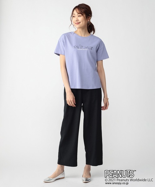 Petit Honfleur(プチオンフルール)の「【スヌーピー】フロントロゴプリント コラボTシャツ(Tシャツ/カットソー・レディース・ホワイト/ブルー/ベージュ・M/L)」の5枚目の写真