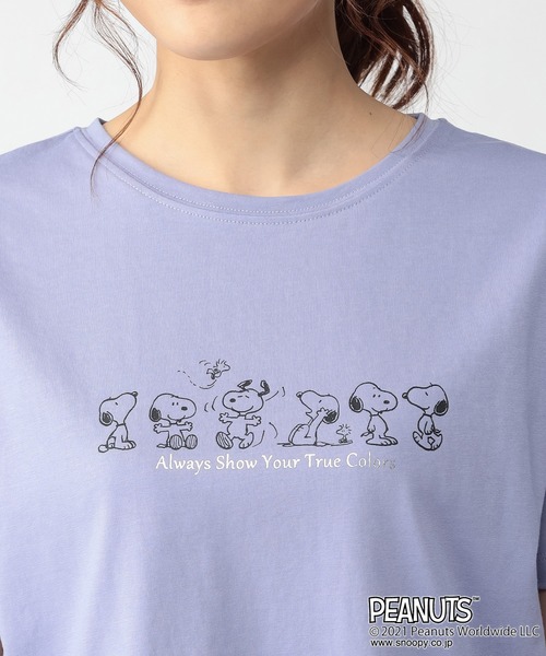Petit Honfleur(プチオンフルール)の「【スヌーピー】フロントロゴプリント コラボTシャツ(Tシャツ/カットソー・レディース・ホワイト/ブルー/ベージュ・M/L)」の9枚目の写真
