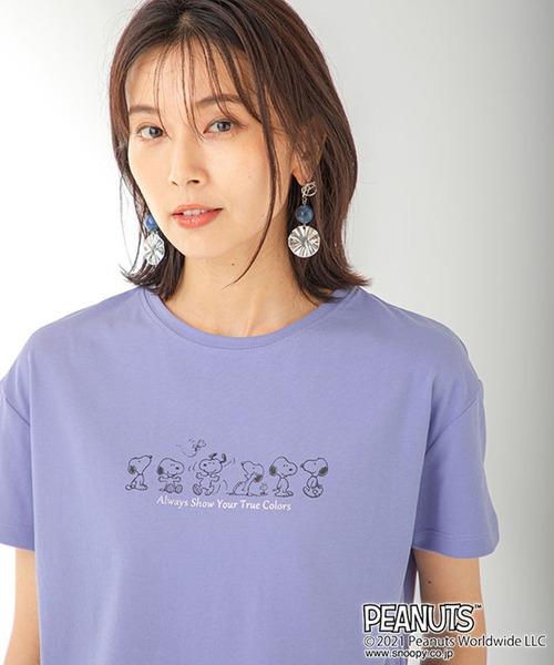 Petit Honfleur(プチオンフルール)の「【スヌーピー】フロントロゴプリント コラボTシャツ(Tシャツ/カットソー・レディース・ホワイト/ブルー/ベージュ・M/L)」の16枚目の写真
