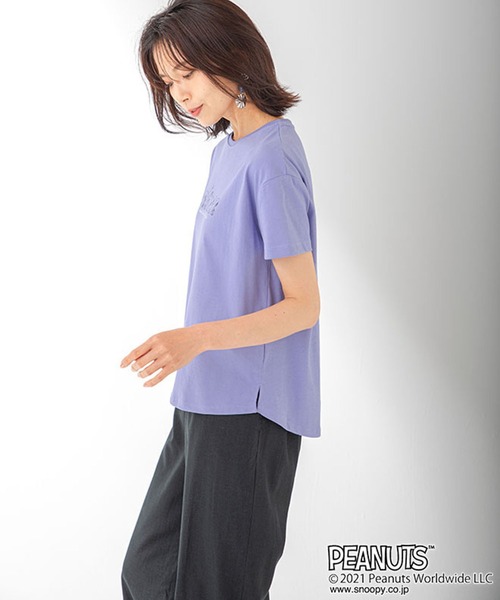 Petit Honfleur(プチオンフルール)の「【スヌーピー】フロントロゴプリント コラボTシャツ(Tシャツ/カットソー・レディース・ホワイト/ブルー/ベージュ・M/L)」の18枚目の写真