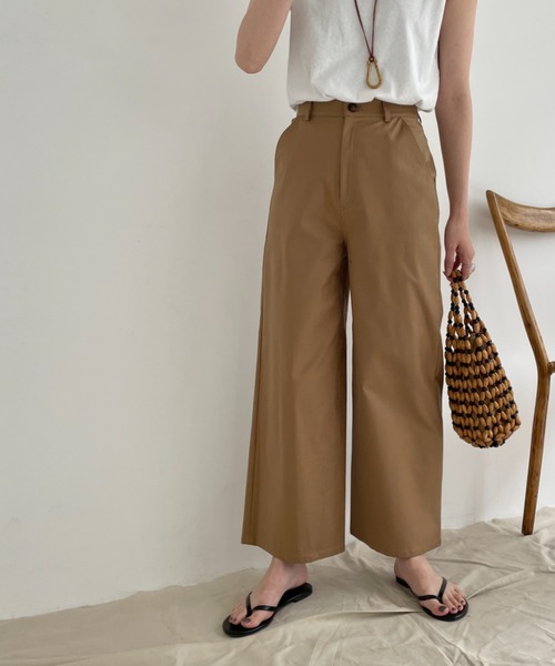 Doux archives（ドゥアルシーヴ）の「切替デザインワイドパンツ（チノパンツ・レディース・ブラウン/カーキ/アイボリー・MEDIUM/SMALL）」の2枚目の写真
