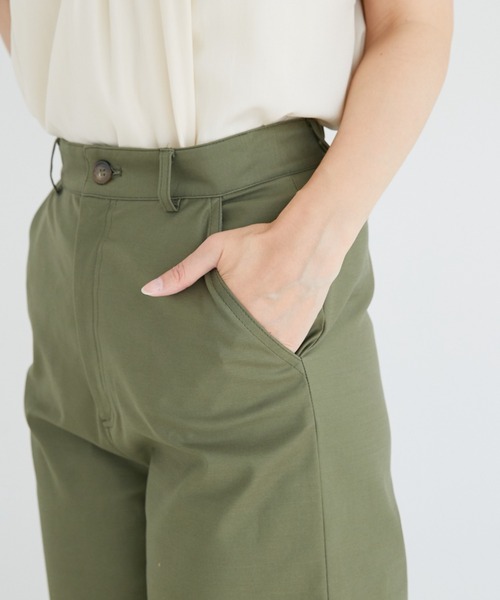 Doux archives（ドゥアルシーヴ）の「切替デザインワイドパンツ（チノパンツ・レディース・ブラウン/カーキ/アイボリー・MEDIUM/SMALL）」の4枚目の写真