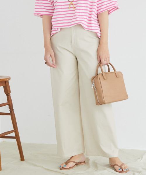 Doux archives（ドゥアルシーヴ）の「切替デザインワイドパンツ（チノパンツ・レディース・ブラウン/カーキ/アイボリー・MEDIUM/SMALL）」の17枚目の写真